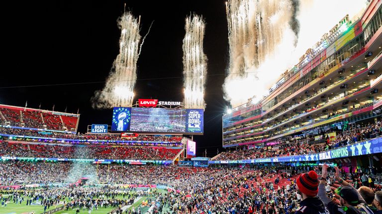 Fireworks at Levi's Stadium after the Seattle Seahawks defeat the New England Patriots. Pic: San Francisco Chronicle/AP