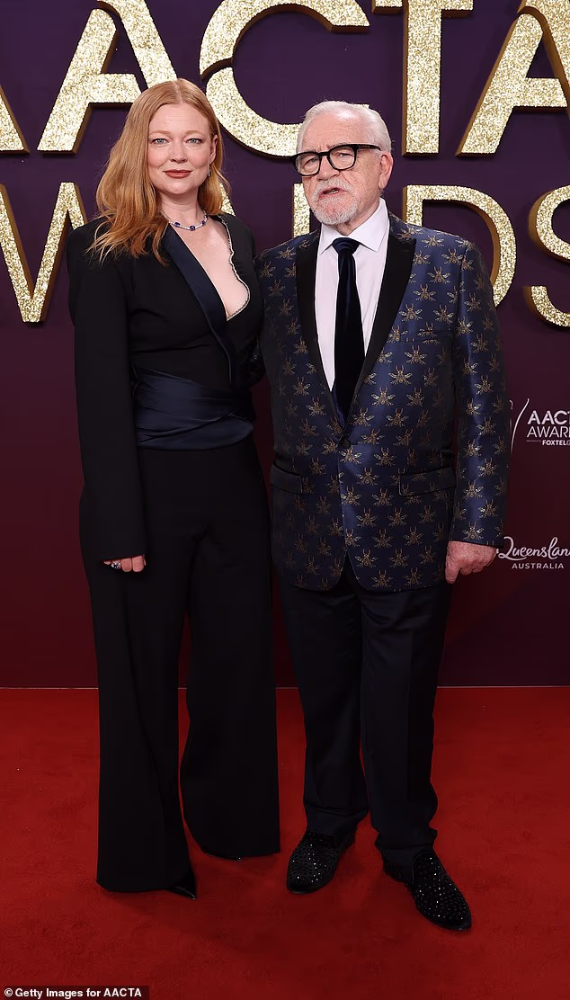 Sarah Snook, 38, was also in attendance, posing alongside her Succession co-star star Brian Cox