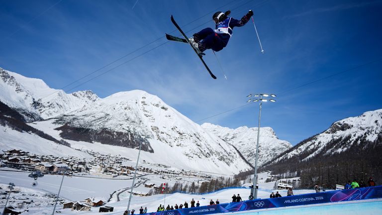 Atkin competing in the women's freestyle skiing halfpipe in Livigno. Pic: AP