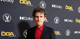 Harry Potter star Harry Melling is worlds away from Dudley Dursley as he mingles with A-listers at Directors Guild of America Awards after promoting X-rated gay romance film
