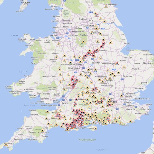 A flood warning and alert map for 10 February, 2026. Pic: Environment Agency