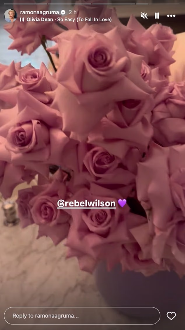 Rebel gifted Ramona with a huge bouquet of pink roses