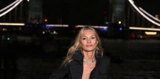 Kate Moss turns heads in a slip dress and Burberry’s iconic trench coat as she joins Iris Law and Marisa Abela at the brand’s London Fashion Week showcase