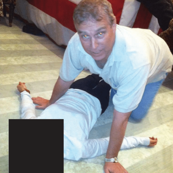 Photos in the Epstein files appear to show Andrew Mountbatten-Windsor on the floor with a woman. Pic: US Department of Justice