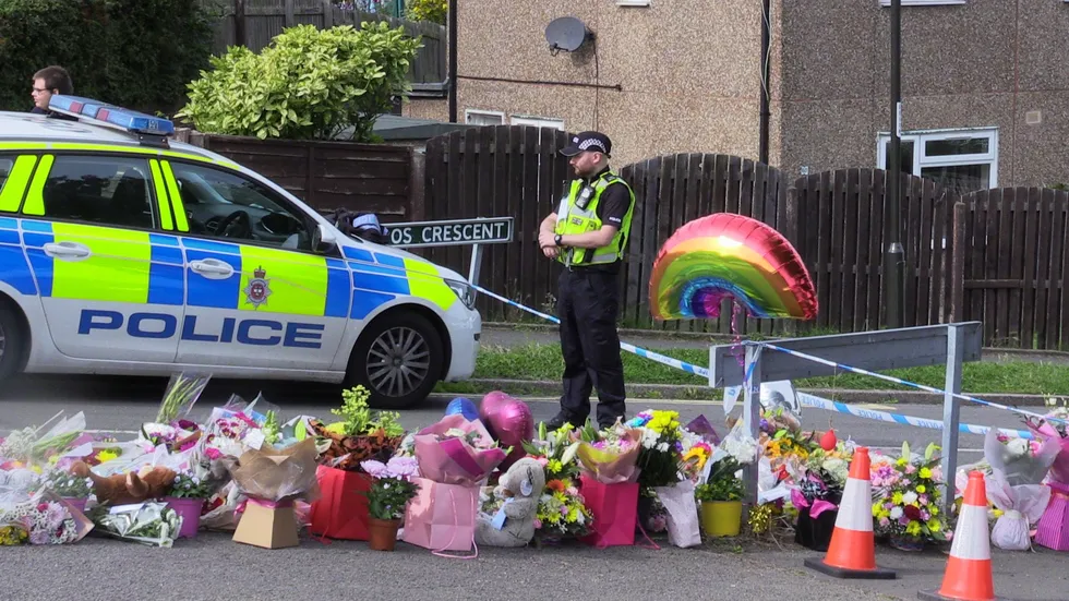 Police at the scene of murder in Killamarsh, Derbyshire, in 2021