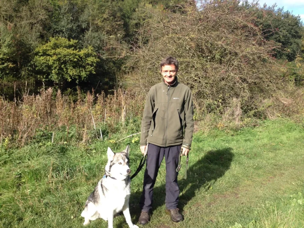 \u200bWayne with Koda while on their walk