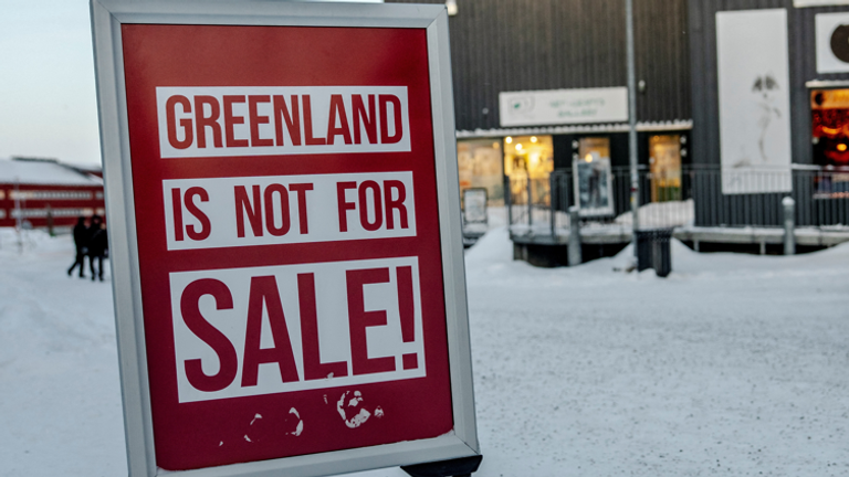 A sign in Nuuk. Pic: Reuters