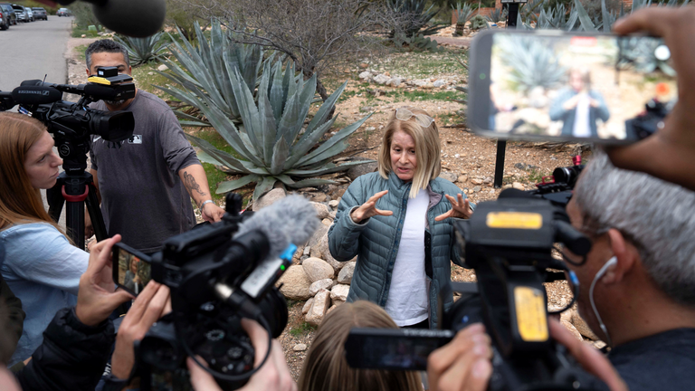 Laura Gargano, a neighbour, speaks to the media. Pic: Reuters