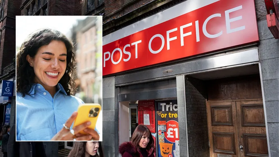 Woman on phone and Post Office