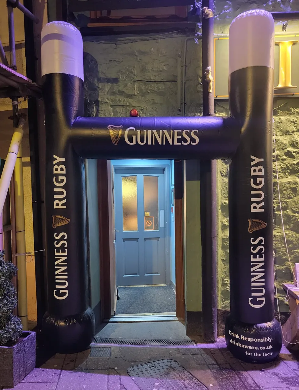 Guinness inflatable rugby posts Wales