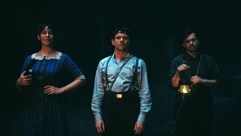 Lola Kirke as Joan, Jack O'Connell as Remmick and Peter Dreimanis as Bert. Pic: Warner Bros
