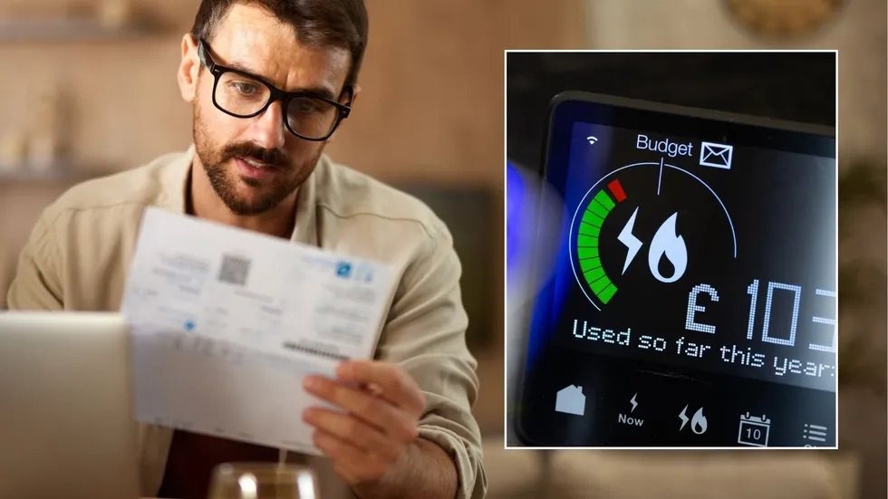 Man looking at bill and smart meter