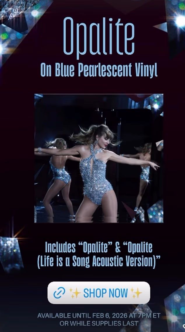 Taylor Swift shocked fans on Thursday with new vinyl release for Opalite and a music video