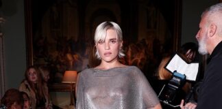 Tigerlily Taylor goes braless in a chain mesh top as she sizzles at Annie’s London Fashion Week show