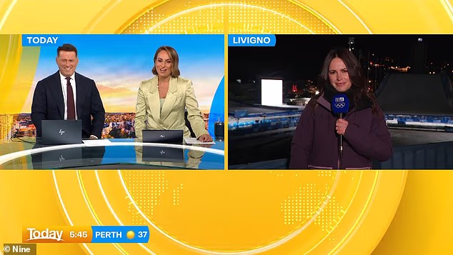 Appearing on the breakfast program on Thursday morning, the 34-year-old Channel Nine sports reporter apologised at the end of her live cross from Livigno, admitting she had been drinking the night before