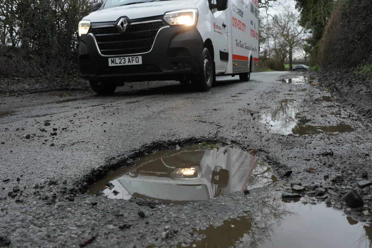 Potholes on British road