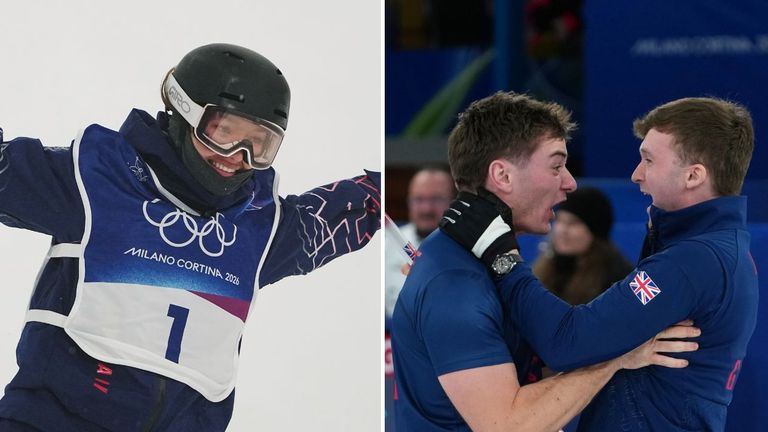 (L-R) Freestyle skier Zoe Atkin and curlers Grant Hardie and Bruce Mouat. Pics: AP
