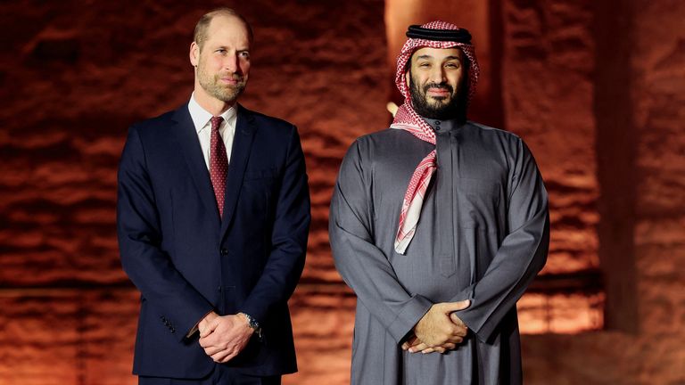 Prince William with Crown Prince Mohammed bin Salman in Saudi Arabia. Pic: Reuters