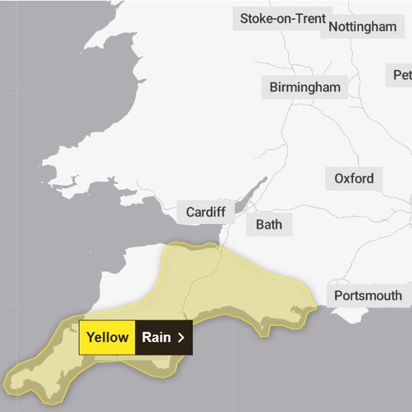 The yellow warning covers an area already hit by severe downpours in recent weeks. Pic: Met Office