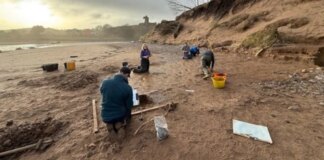Storms expose 2,000-year-old Roman footprints on British beach