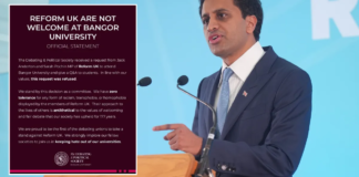 Reform UK threatens to cut funding for Welsh university after debating society BANS party from campus