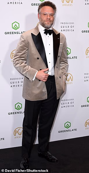 Seth Rogen was dapper in a velvet blazer as well as a pair of black trousers and a white dress shirt. The Studio creator completed his look with a black bowtie and sleek shoes