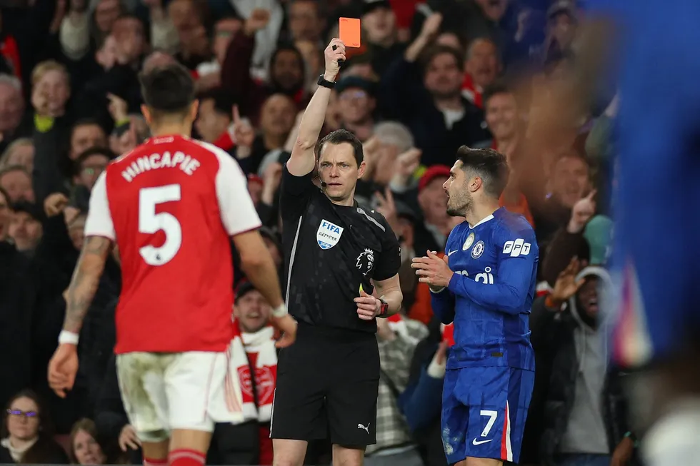 Pedro Neto was sent off for Chelsea against Arsenal