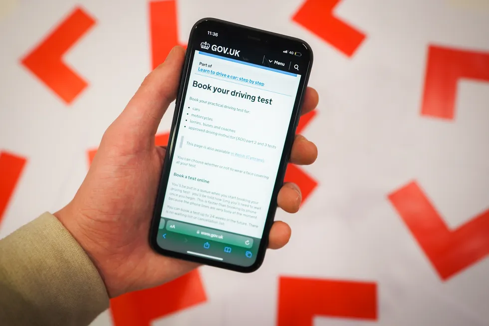DVSA driving test booking screen