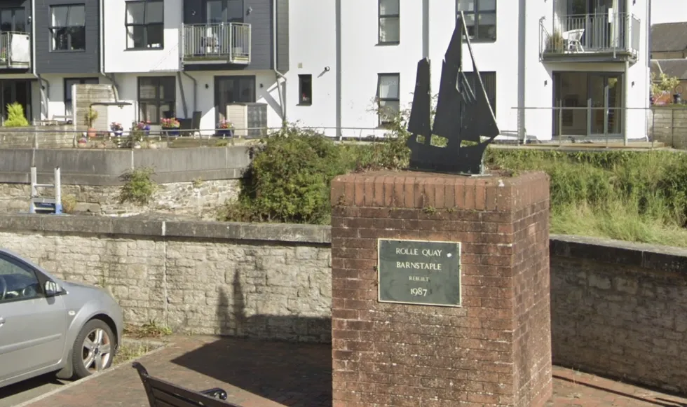 \u200bA sign marking the site of Rolle Quay