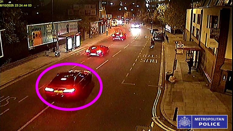 The court was shown CCTV of Clarke-Samuel driving his car erratically and at speed. Pic: Met Police
