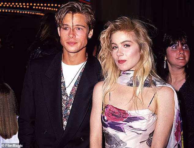 The actress recalled the night she invited Pitt to accompany her to the 1989 MTV Video Music Awards, where she was a presenter (they are pictured at the show)