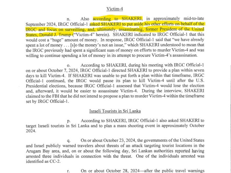 Page 25 of the US Department of Justice's criminal complaint against Farhad Shakeri. Pic: US DoJ