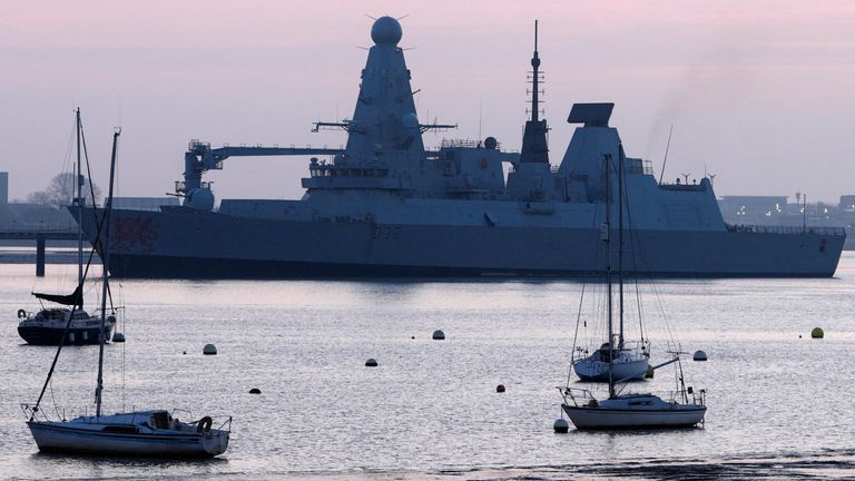 HMS Dragon in Portsmouth gearing up for deployment. Pic: Reuters