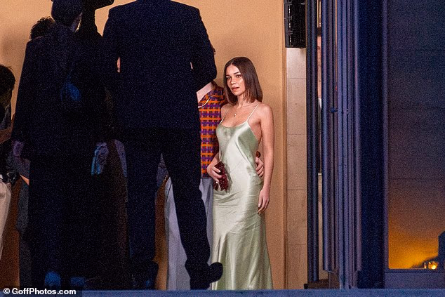 Also in attendance was Cruz's girlfriend Jackie Apostel, who was seen wearing a stunning mint green satin Victoria Beckham gown