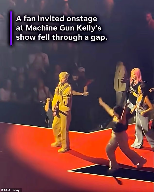 Kelly immediately turned around and yelled, 'Oh my God!' as others quickly ran over to help the fan