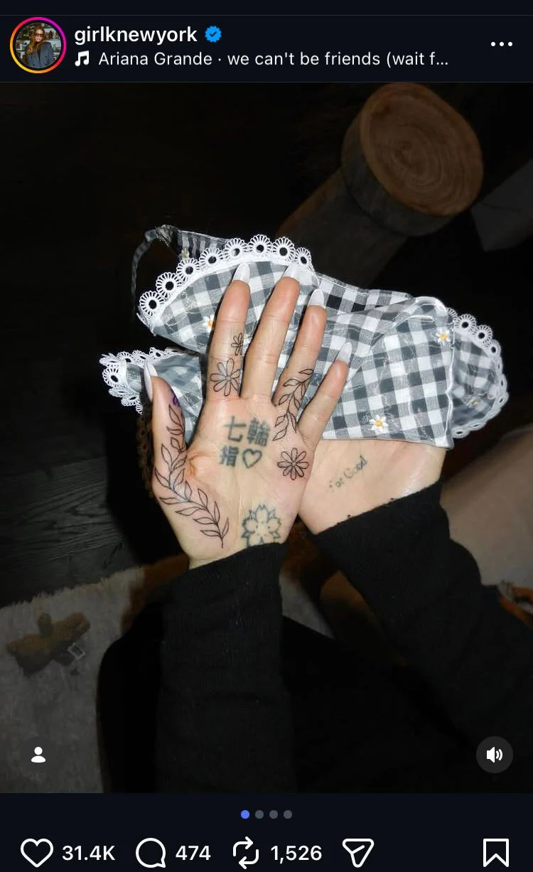 Ariana Grande debuts fresh tattoos on social media, setting the internet on fire