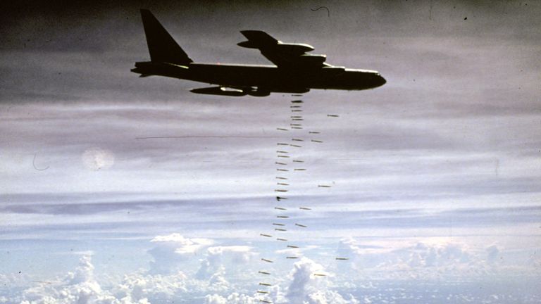 US B-52 bomber striking targets in Vietnam between 1965 to 1973. Pic: Reuters