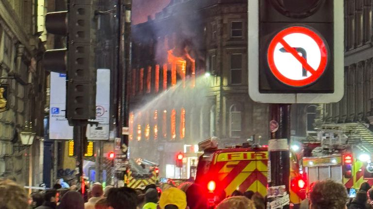 Firefighters tackle a blaze in Union Street. Pic: Samsam