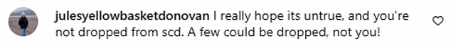 While many fans also took to the comments section to praise Michelle and voice their hopes that the reports she had been axed were false