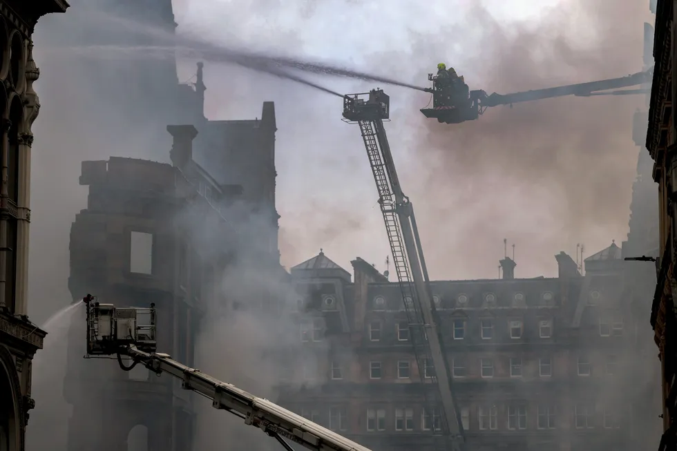 Union Street on Monday morning after the horror fire