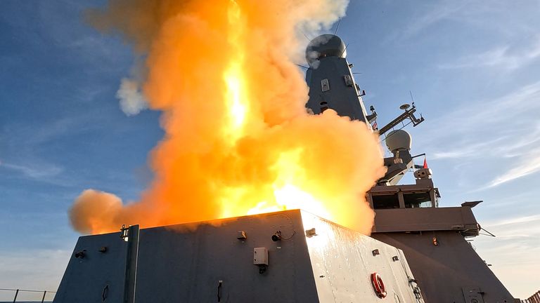 HMS Dragon used Sea Viper missiles against a supersonic sea-skimming target in an exercise last year. Pic: MoD