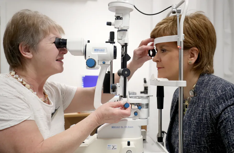 Nicola Sturgeon getting an eye test