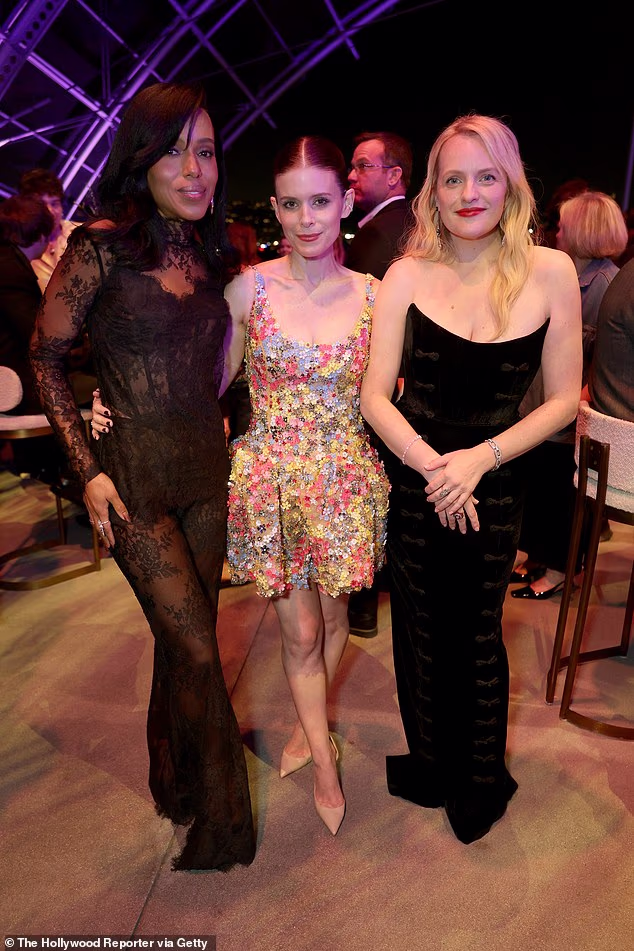 To complete her look, Kerry added inches to her frame with black heels and accessorised with silver statement earrings