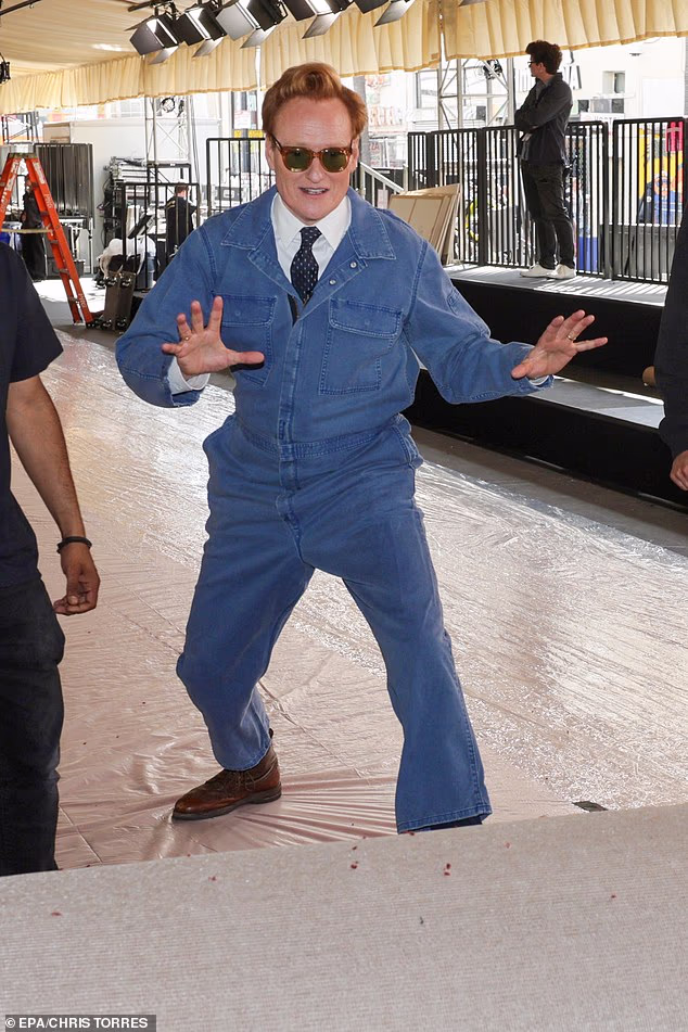 Hairstylist KC Carhart Speers gave O'Brien even more height with his signature coiffed curl while groomer Michelle DeMilt made sure he was ready for his close-up on Oscar press day