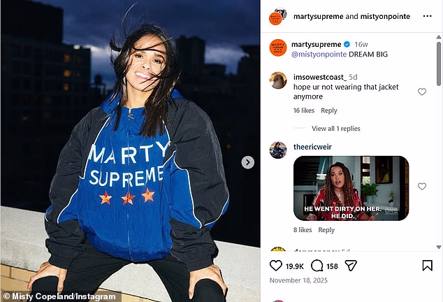 Hot off the Timothée Chalamet scandal, ballerina Misty Copeland - who previously donned Marty Supreme merch - was enlisted to dance during the Sinners presentation featuring Miles Caton and Raphael Saadiq, Brittany Howard, Shaboozey and more