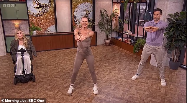 Despite her axing, Nadiya was also at Morning Live to present a Strictly fitness regime
