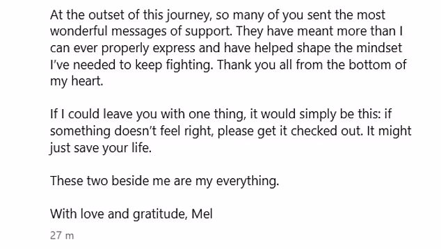 In a lengthy caption she penned: 'My light is starting to fade ¿ and quickly. But I am still here, still fighting, and surrounded by the most incredible love'