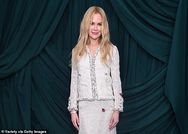 Kidman opted for minimal accessories to allow her outfit to be the main focal point and added a flashy watch to her right wrist