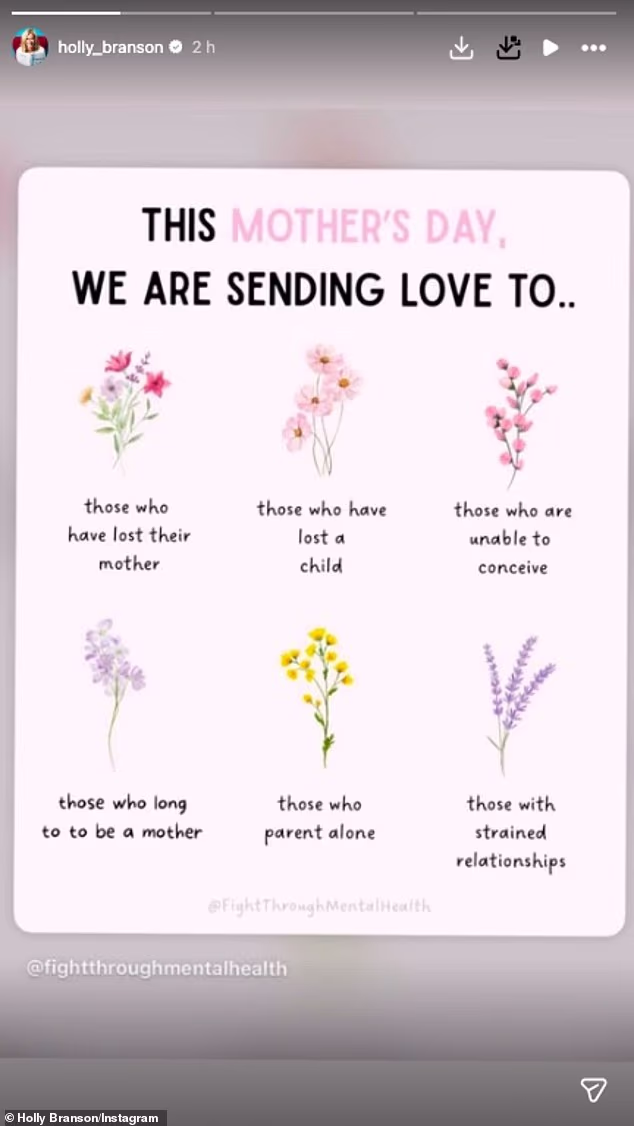 On Sunday she shared a sweet snap as a child with her mother and penned a poignant caption as well as reposting this image