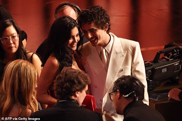 Timothee Chalamet was seen arriving to his seat with girlfriend Kylie Jenner